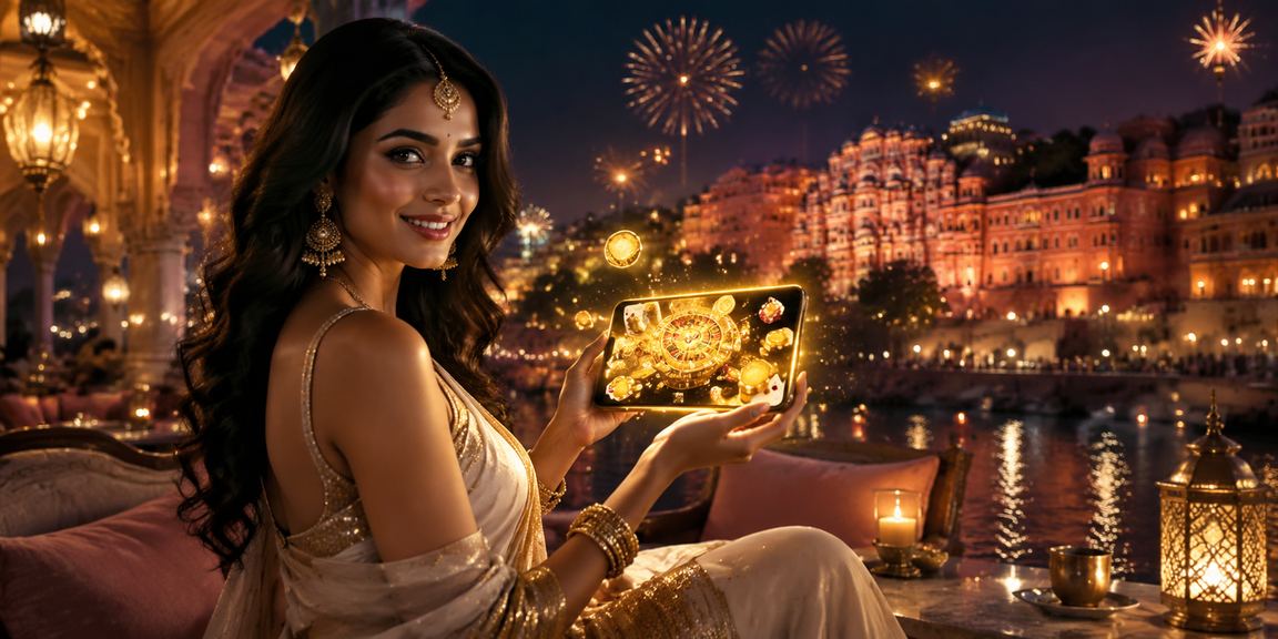Indian woman playing casino games on mobile with responsible focus